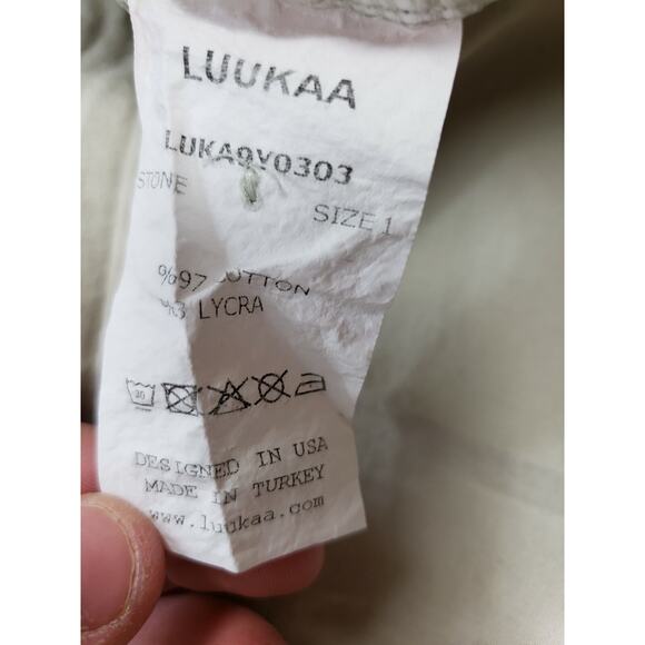 Luukaa Tan Button Down Long Sleeve Size 3 Adjustable Collar Jacket w/ Pockets - Picture 7 of 7